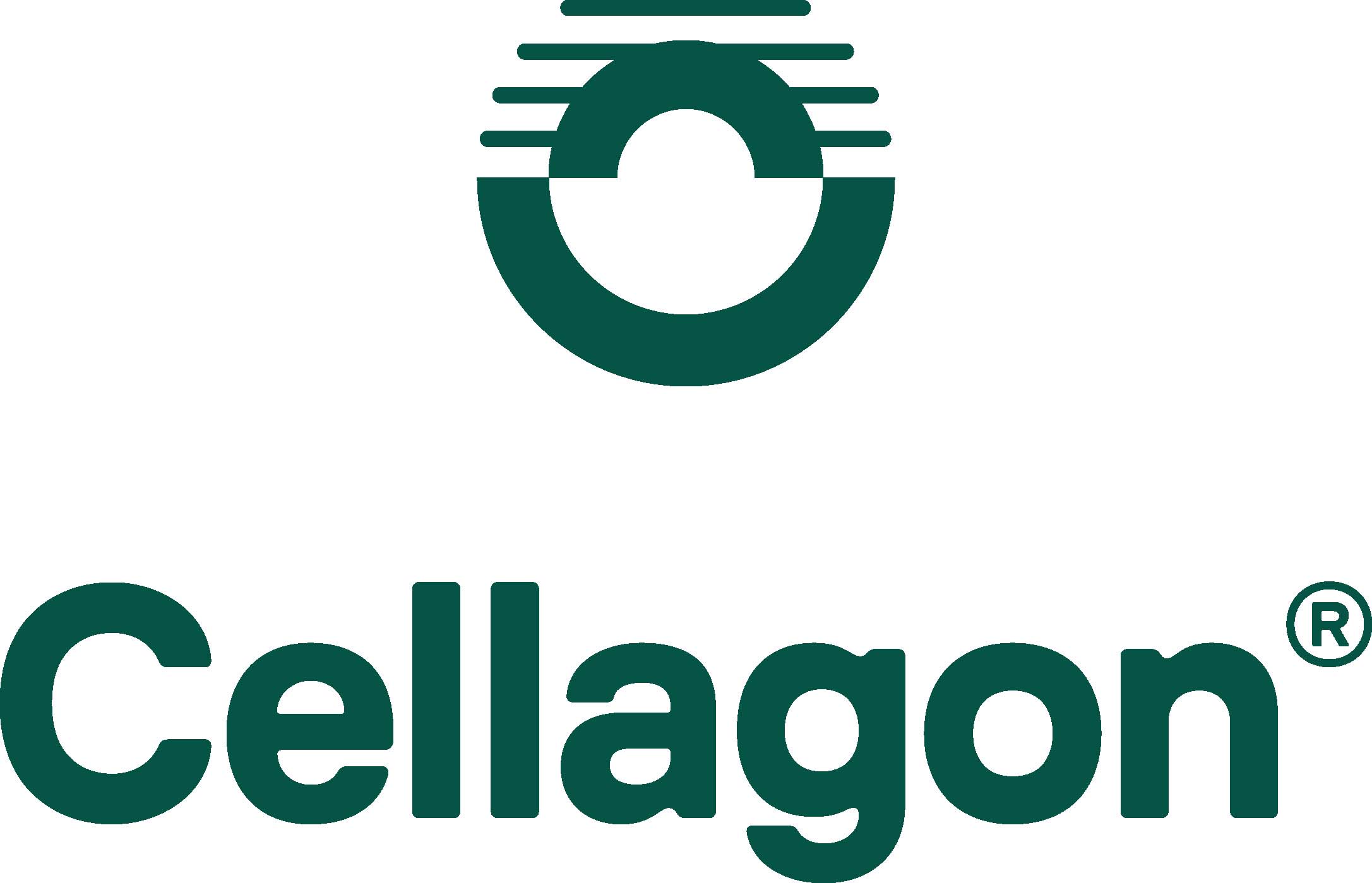 Cellagon Logo Sonne Wortmarke grün